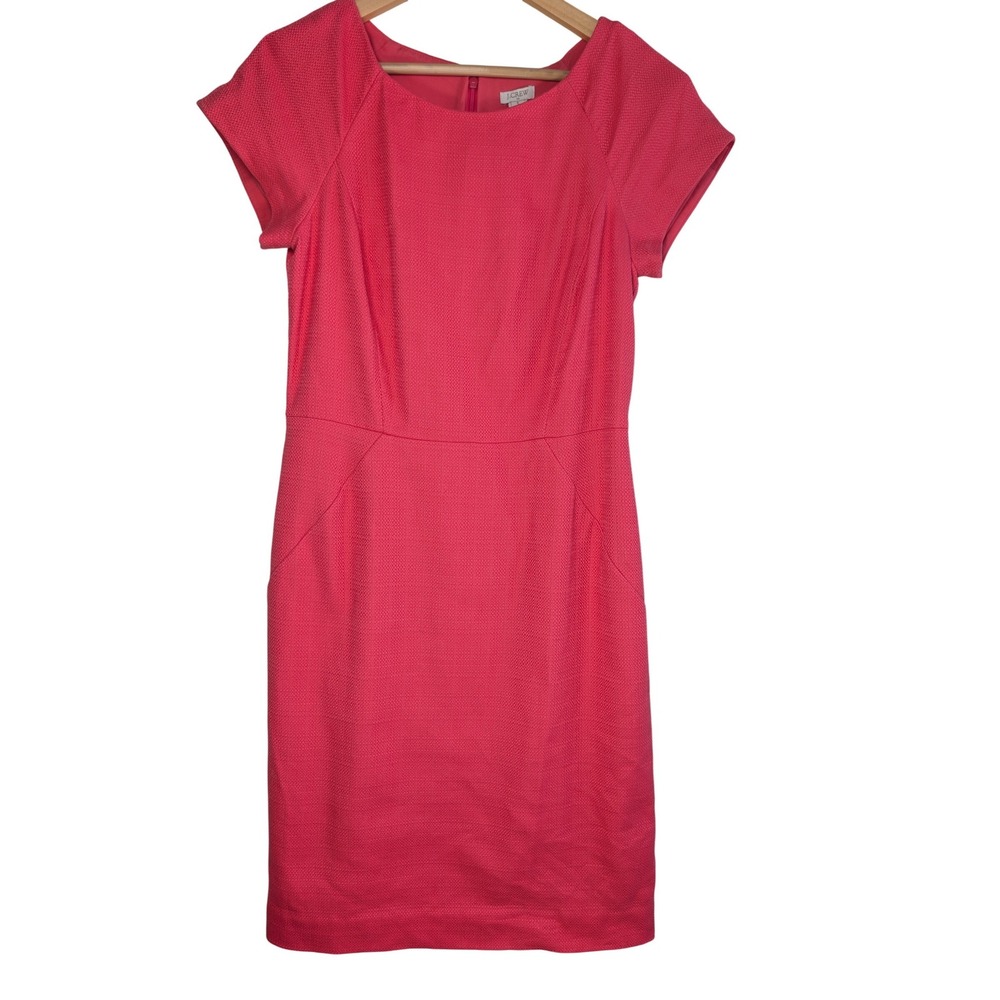 J.Crew Textured Pique Short Sleeve Sheath Dress G2660 SP17 Womens 8 Coral